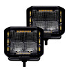 Go Rhino Xplor Blackout Combo Series Cube Sideline LED Flood Lights w/Amber 4x3 - Blk (Pair) - 750700322FCS