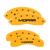 MGP 4 Caliper Covers Engraved Front & Rear Mopar Yellow Finish Black Char 2018 Jeep Wrangler - 42018SMOPYL Photo - Primary