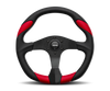 Momo Quark Steering Wheel 350 mm - Black Poly/Black Spokes/Red Inserts - QRK35BK0R