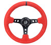 NRG Reinforced Steering Wheel (350mm / 3in. Deep) Red Suede w/Black Stitch - RST-006S-RR-B Photo - Primary