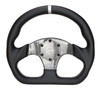 NRG Carbon Fiber Flat Bottom Steering Wheel (320mm) Silver CF Center w/Silver Stitch/Center Mark - RST-024CF/SL Photo - Close Up