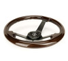 NRG Reinforced Steering Wheel (350mm) Dark Wood Grain - 3in Deep - Black 3-Spoke Center - RST-036BK-BKW Photo - Close Up