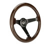 NRG Reinforced Steering Wheel (350mm) Dark Wood Grain - 3in Deep - Black 3-Spoke Center - RST-036BK-BKW Photo - Close Up
