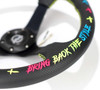 NRG Reinforced Steering Wheel - Oak Tree Outlaws 3in Deep/5mm Blk Spoke 350mm Wheel - Blk Perf Lthr - RST-036MB-OTOL-TRI Photo - Close Up