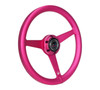 NRG Aluminum Steering Wheel 330mm - Heritage Solid Spoke - Ergonomic Grip - Anadized Pink - RST-071-PK Photo - Close Up
