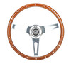 NRG Reinforced Steering Wheel (360mm) Dark Wood Grain w/Chrome 3-Spoke Center - RST-363SL Photo - Primary