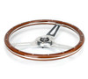 NRG Reinforced Steering Wheel (360mm) Dark Wood Grain w/Chrome 3-Spoke Center - RST-363SL Photo - Close Up