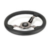 NRG Light Weight Gaming Steering Wheel - 350mm 3 Black Chrome Spokes Perforated Leather - ST-010BC-PR Photo - Close Up