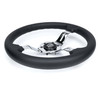 NRG Light Weight Gaming Steering Wheel - Splitz Chrome Silver Spokes Perforated Leather - ST-010CH-PR Photo - Close Up