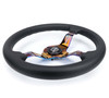 NRG Light Weight Gaming Steering Wheel - Splitz NeoChrome Silver Spokes Perforated Leather - ST-010MC-PR Photo - Close Up