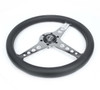 NRG Light Weight Gaming Steering Wheel - Driftz 350mm 3 Chrome Spokes Perforated Leather - ST-034CH-PR Photo - Close Up