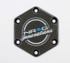 NRG Carbon Fiber w/ Chrome Gold Texalium Fabrics Horn Delete Button Circular Logo Front/ Back - STR-640CF/CG Photo - Close Up