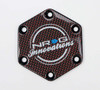 NRG Carbon Fiber w/ Red Texalium Fabrics Horn Delete Button Circular Logo Front/ Back - STR-640CF/RD Photo - Close Up