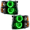 Oracle Lighting 07-13 Chevrolet Silverado Assembled Halo Headlights Round Style -Green - 7105-004