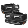 xTune Chevy Tahoe 00-06 Headlights w/ LED Bumper Lights Amber Black HD-JH-CSIL99-LED-SET-BK - 5069467