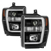Spyder 08-10 Ford F-250 Projector Headlights V2 - Light Bar DRL LED - Black PRO-YD-FS08V2-LB-BK - 5084477