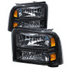 xTune Ford F250/350/450 Super Duty 05-07 Crystal Headlights w/ LED Black HD-JH-FS05-LED-BK - 9026966