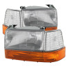 xTune Ford F150/Bronco 92-96 Headlights w/Corner Bumper 6pcs Amber- Clear HD-JH-FB92-SET-OEAM-C - 9027338