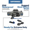 Superwinch 12000 LBS 12V DC 3/8in x 80ft Synthetic Rope SX 12000SR Winch - Graphite - 1712201
