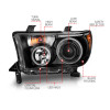 ANZO 2007-2013 Toyota Tundra Projector Headlights w/ Halo Black (CCFL) - 111174