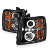 ANZO 2007-2013 Chevrolet Silverado 1500 Projector Headlights w/ Halo Black - 111200