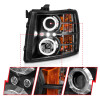 ANZO 2007-2013 Chevrolet Silverado 1500 Projector Headlights w/ Halo Black - 111200