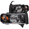 ANZO 1994-2001 Dodge Ram Crystal Headlights Black w/ LED - 111205