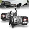 ANZO 1994-2001 Dodge Ram Crystal Headlights Black w/ LED - 111205