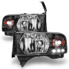 ANZO 1994-2001 Dodge Ram Crystal Headlights Black w/ LED - 111205