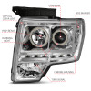 ANZO 2009-2014 Ford F-150 Projector Headlights w/ Halo Chrome (CCFL) G2 - 111297