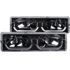 ANZO 1988-1998 Chevrolet C1500 Crystal Headlights Black w/ Low - Brow - 111299