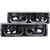 ANZO 1988-1998 Chevrolet C1500 Crystal Headlights Black w/ Low - Brow - 111299