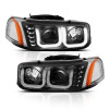 ANZO 1999-2006 Gmc Sierra 1500 Projector Headlights w/ U-Bar Black - 111303