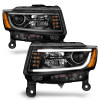 ANZO 2014-2015 Jeep Grand Cherokee Projector Headlights w/ Plank Style Design Black - 111329