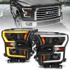 ANZO 2015-2017 Ford F-150 Projector Headlights w/ Plank Style Switchback Black w/ Amber - 111357