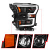 ANZO 2015-2017 Ford F-150 Projector Headlights w/ Plank Style Switchback Black w/ Amber - 111357