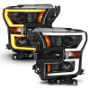 ANZO 2015-2017 Ford F-150 Projector Headlights w/ Plank Style Switchback Black w/ Amber - 111357