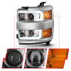 ANZO 2015-2016 Chevrolet Silverado Projector Headlights w/ Plank Style Design Chrome w/ Amber - 111360