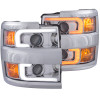ANZO Projector Headlights 15-17 Chevrolet Silverado 2500HD / 3500HD Chrome w/ Chrome Rim - 111366