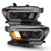 ANZO 2016-2017 Toyota Tacoma Projector Headlights w/ Plank Style Design Black/Amber w/ DRL - 111379
