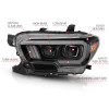 ANZO 2016-2017 Toyota Tacoma Projector Headlights w/ Plank Style Design Black/Amber w/ DRL - 111379
