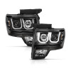ANZO 2009-2014 Ford F-150 Projector Headlights w/ U-Bar Switchback Black w/ Amber - 111383