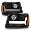 ANZO 2006-2009 Chevrolet Trailblazer Projector Headlights w/ Plank Style Design Black w/ Amber - 111390