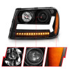 ANZO 2006-2009 Chevrolet Trailblazer Projector Headlights w/ Plank Style Design Black w/ Amber - 111390