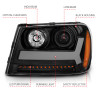 ANZO 2006-2009 Chevrolet Trailblazer Projector Headlights w/ Plank Style Design Black w/ Amber - 111390