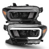 ANZO 2016-2017 Toyota Tacoma Projector Headlights w/ Plank Style Switchback Black w/ Amber - 111396