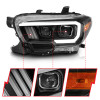 ANZO 2016-2017 Toyota Tacoma Projector Headlights w/ Plank Style Switchback Black w/ Amber - 111396