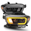 ANZO 2016-2017 Toyota Tacoma Projector Headlights w/ Plank Style Switchback Black w/ Amber - 111396