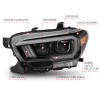 ANZO 2016-2017 Toyota Tacoma Projector Headlights w/ Plank Style Switchback Black w/ Amber w/ DRL - 111397