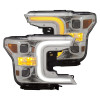 ANZO 18-19 Ford F-150 Projector Headlights w/Plank Style Switchback Chrome w/Amber - 111399